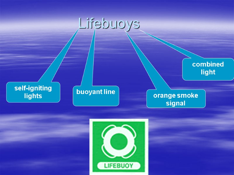 Lifebuoys self-igniting lights  buoyant line  combined light  orange smoke signal